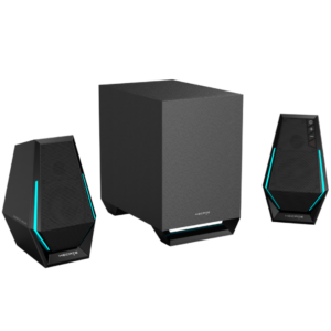 BOXE EDIFIER Gaming 2.1, RMS: 30W(2 x 7.5W + 15W), bass 4″,control volum,BT/USB-A/USB-C/AUX, sound mode:Music/Game/Movie, 10 x LED RGB, frecv. rasp 93Hz-20KHz, USB power,black, „G1500MAX-BK” (timbru verde 4 lei)