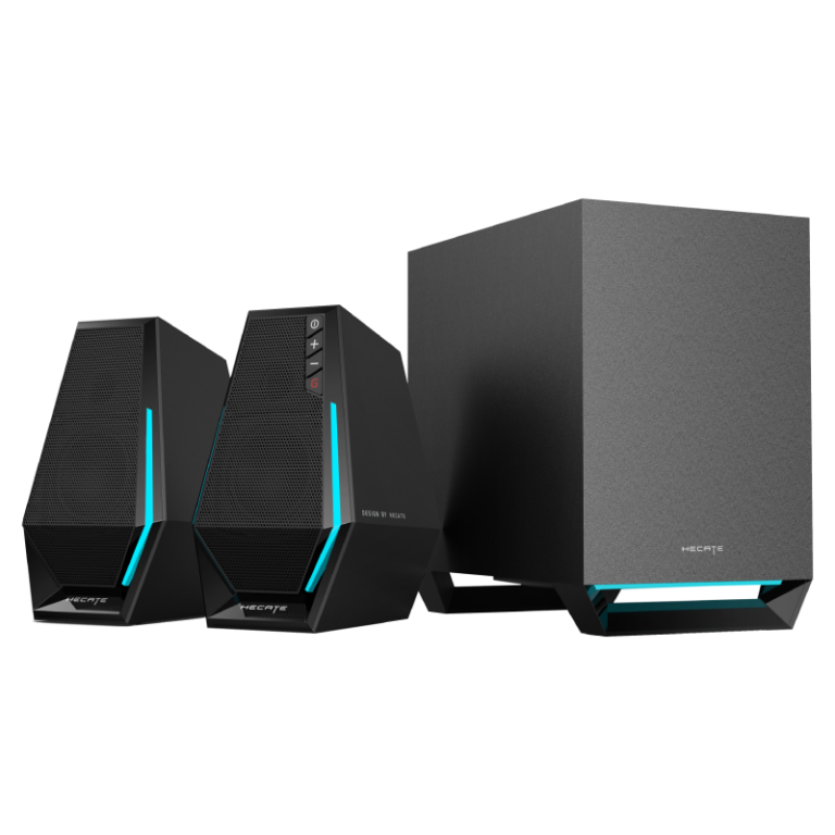 BOXE EDIFIER Gaming 2.1, RMS: 30W(2 x 7.5W + 15W), bass 4″,control volum,BT/USB-A/USB-C/AUX, sound mode:Music/Game/Movie, 10 x LED RGB, frecv. rasp 93Hz-20KHz, USB power,black, „G1500MAX-BK” (timbru verde 4 lei)