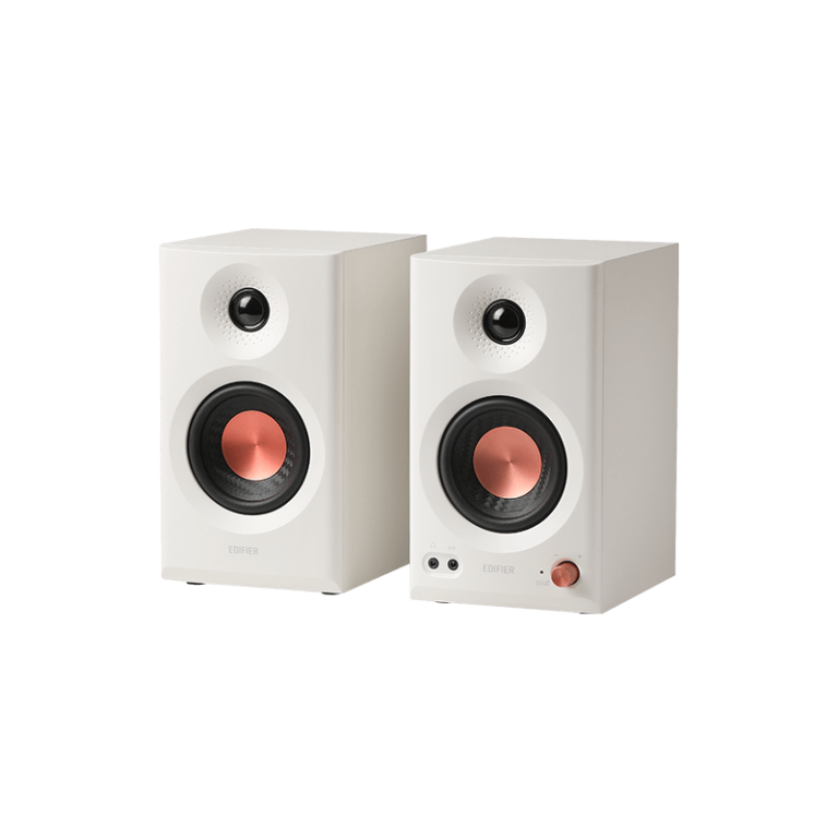 BOXE EDIFIER 2.0, RMS: 36W (2 x 18W), studio monitor, volum, bass, treble, intrare jack 6.35 TRS balanced, RCA, iesire casti, white, „MR3-W” (timbru verde 11.00 lei)