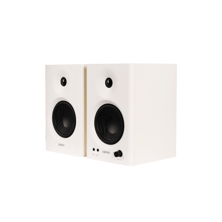 BOXE EDIFIER 2.0, RMS: 42W (2 x 21W), studio monitor, volum, bass, treble, intrare jack 6.35 TRS balanced, RCA, iesire casti, white, „MR4-W” (timbru verde 11.00 lei)